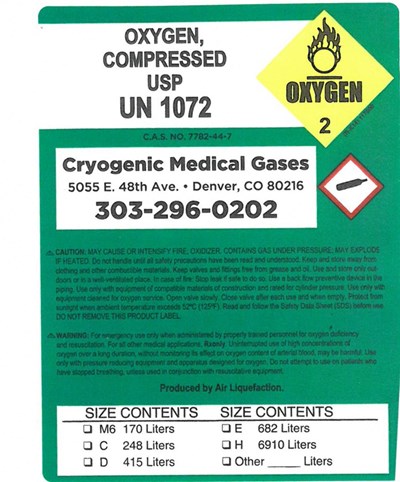 Compressed Oxygen (Cryogenic Medical Gases Compressed Sw Body)